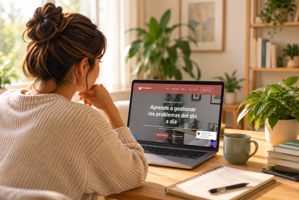 Persona buscando psicólogo en Madrid en la página web de Psicomentis